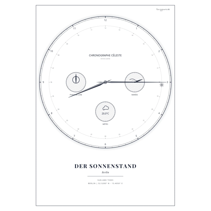 Der Astro-Chronograph: Eure Zeit steht still - ARKTISCHES WEISS | Form: HEART | Rand: single