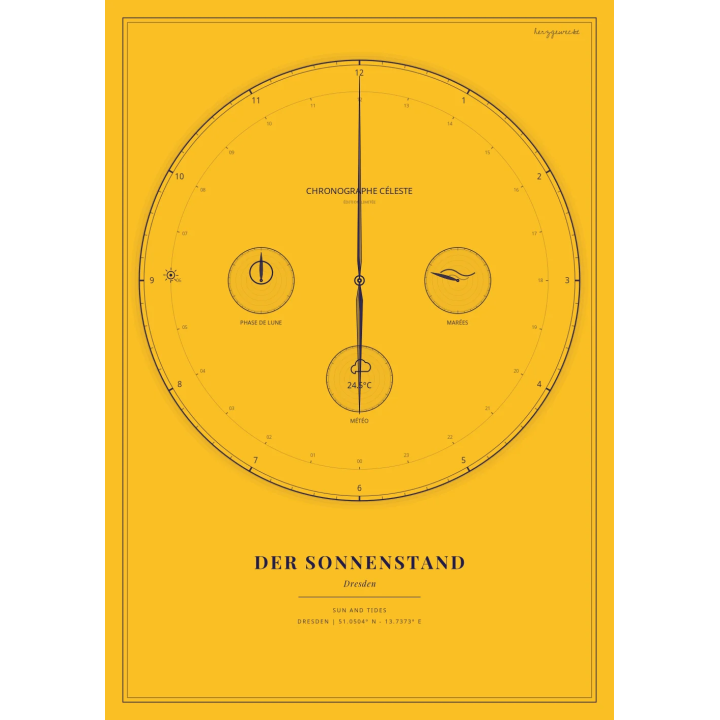 Der Astro-Chronograph: Eure Zeit steht still - SENFGELB | Form: OVAL | Rand: double