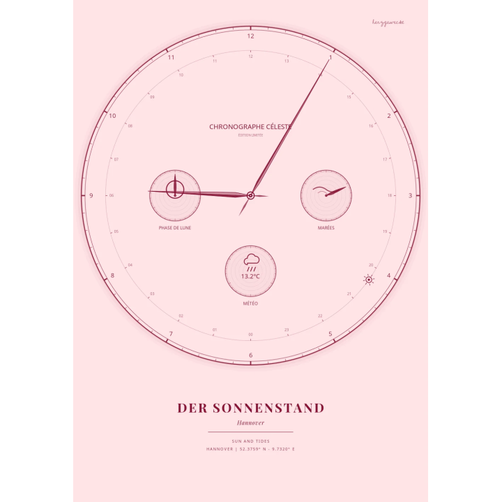 Der Astro-Chronograph: Eure Zeit steht still - ZARTES PFIRSICH | Form: CIRCLE | Rand: thin