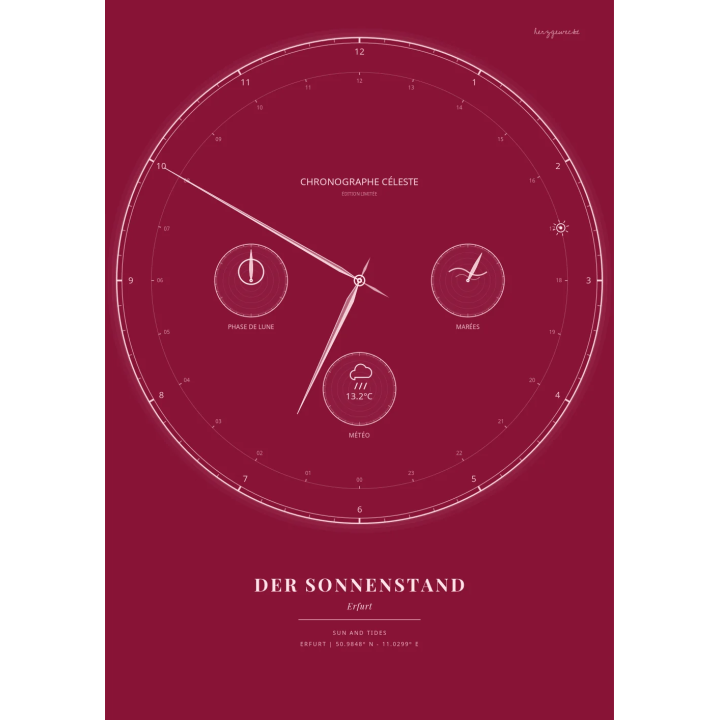 Der Astro-Chronograph: Eure Zeit steht still - BURGUNDERROT | Form: HEART | Rand: none