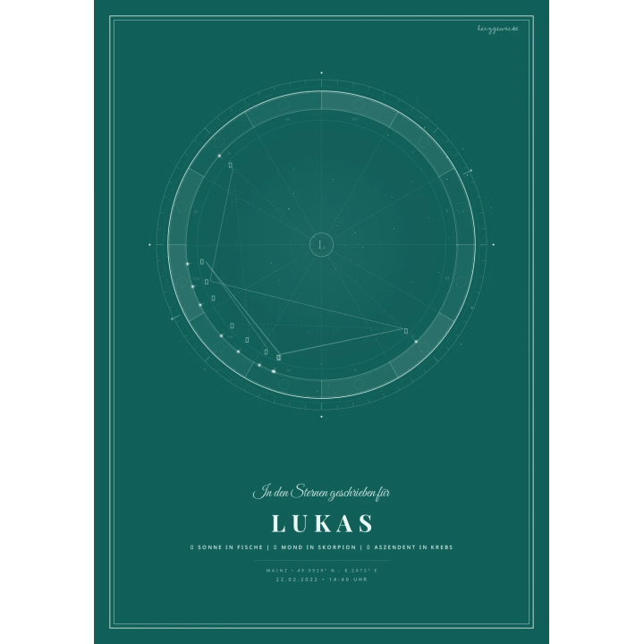 Das kosmische Profil: Dein astrologischer Ursprung - SMARAGDGRÜN | Form: STAR | Rand: double