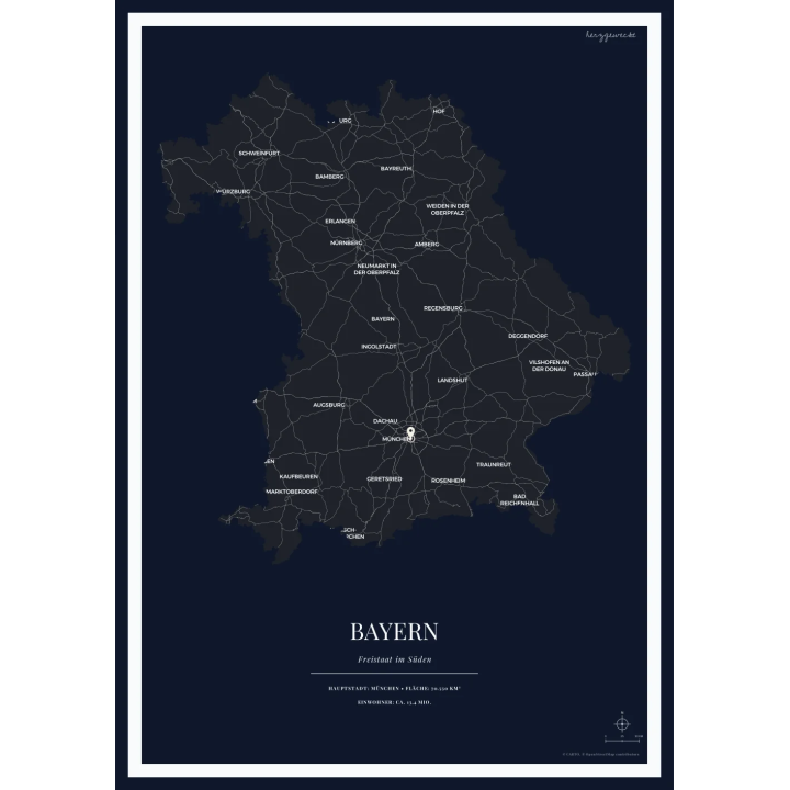 Dein Ursprungsland: Die Umrisse deiner Heimat - NACHTBLAU | Form: CIRCLE | Rand: thick