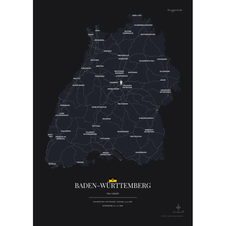 Dein Ursprungsland: Die Umrisse deiner Heimat - ONYX SCHWARZ | Form: STAR | Rand: none