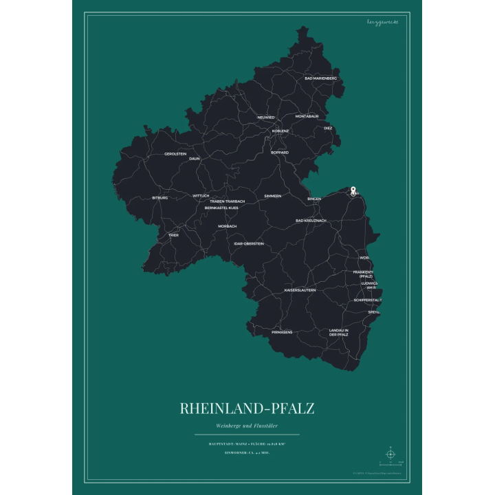 Dein Ursprungsland: Die Umrisse deiner Heimat - SMARAGDGRÜN | Form: STAR | Rand: double