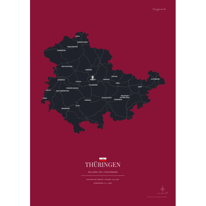 Dein Ursprungsland: Die Umrisse deiner Heimat - BURGUNDERROT | Form: HEART | Rand: none