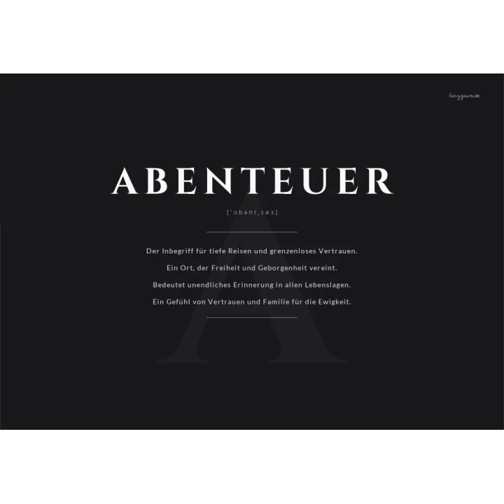 Die Definition: Die wahre Bedeutung eures Wortes - ONYX SCHWARZ | Wort: ABENTEUER | Rand: none