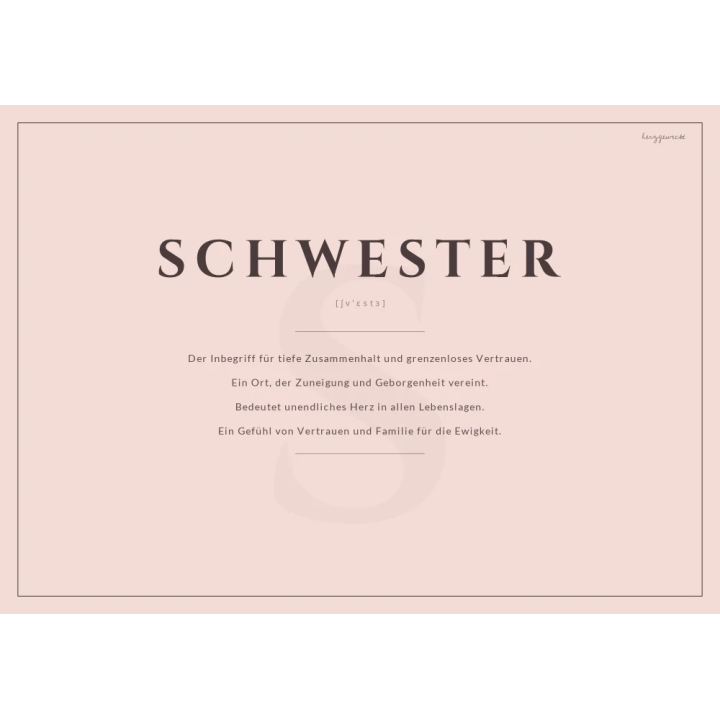 Die Definition: Die wahre Bedeutung eures Wortes - ALTROSA | Wort: SCHWESTER | Rand: single