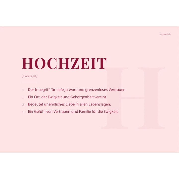 Die Definition: Die wahre Bedeutung eures Wortes - ZARTES PFIRSICH | Wort: HOCHZEIT | Rand: thin