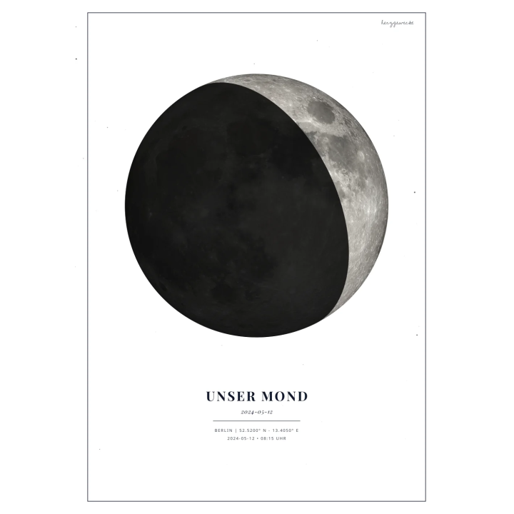 Euer Mondlicht: Die Mondphase eures Moments - ARKTISCHES WEISS | Form: HEART | Rand: single