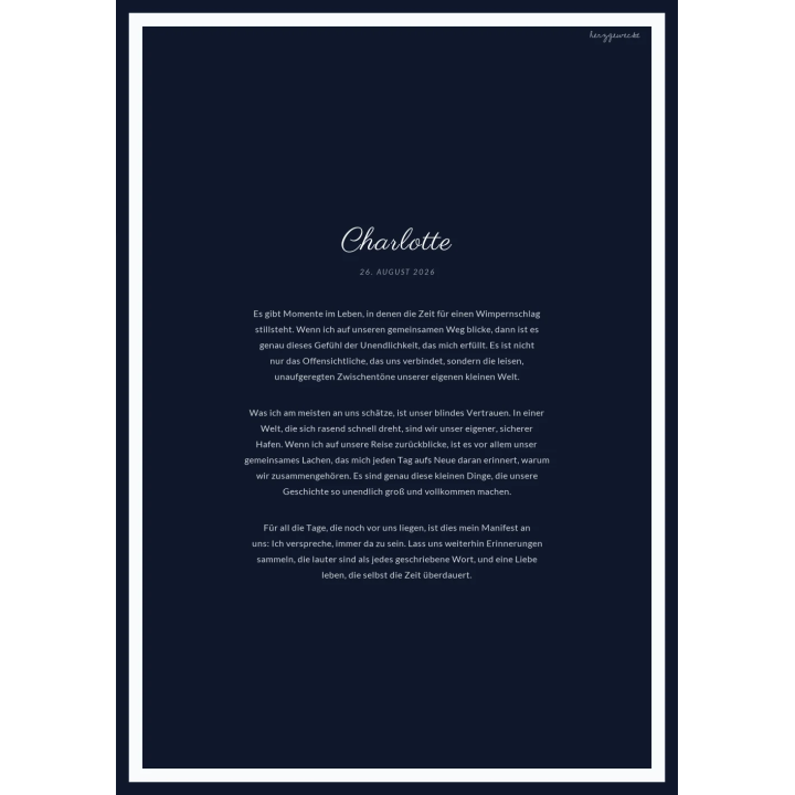 Euer Manifest: Das schriftliche Zeugnis eurer Liebe - NACHTBLAU | ELEGANT | Rand: thick