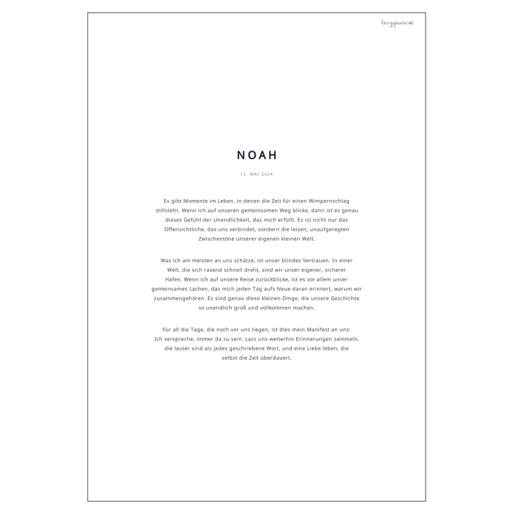 Euer Manifest: Das schriftliche Zeugnis eurer Liebe - ARKTISCHES WEISS | MODERN | Rand: single