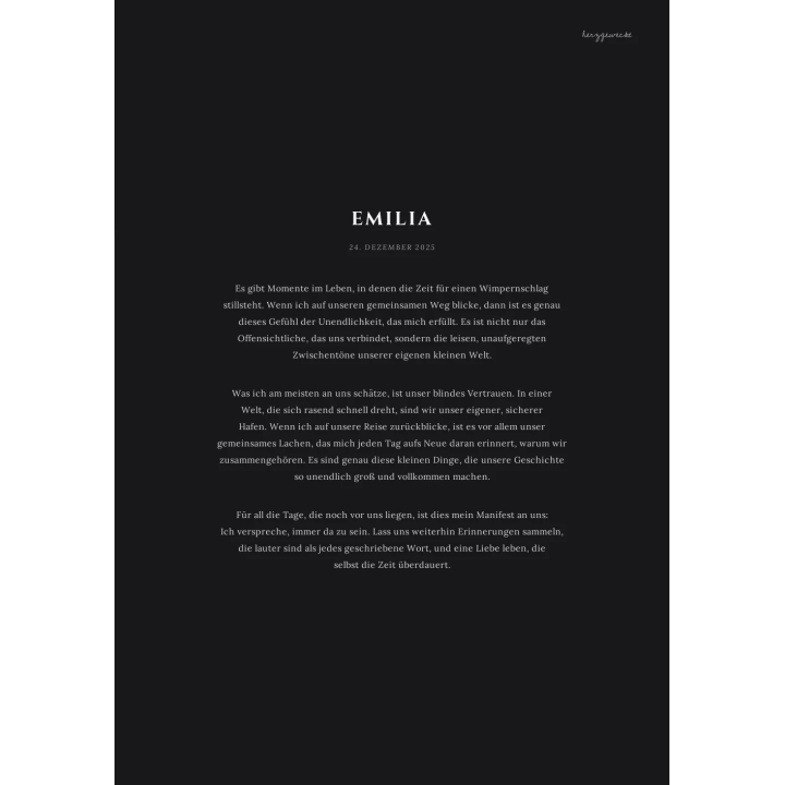 Euer Manifest: Das schriftliche Zeugnis eurer Liebe - ONYX SCHWARZ | CLASSIC | Rand: none