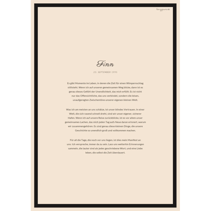 Euer Manifest: Das schriftliche Zeugnis eurer Liebe - WARMER SAND | ELEGANT | Rand: thick
