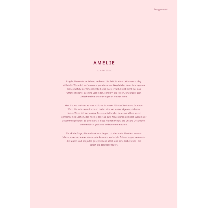 Euer Manifest: Das schriftliche Zeugnis eurer Liebe - ZARTES PFIRSICH | MODERN | Rand: thin