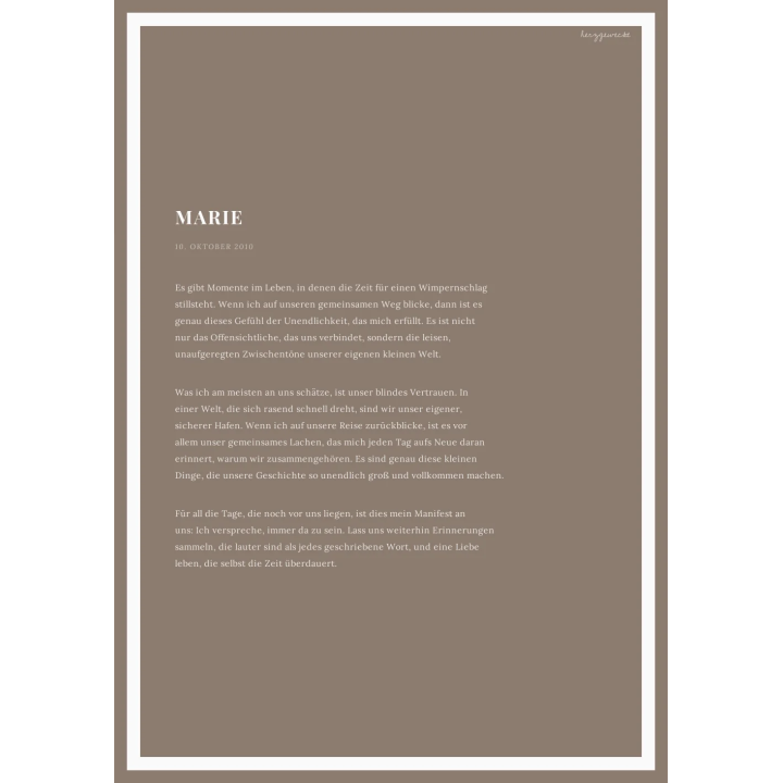 Euer Manifest: Das schriftliche Zeugnis eurer Liebe - TAUPE | TYPEWRITER | Rand: thick