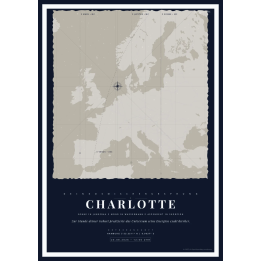 Deine Schicksalskarte: Die nautischen Linien deiner Reise - NACHTBLAU | Form: CIRCLE | Rand: thick