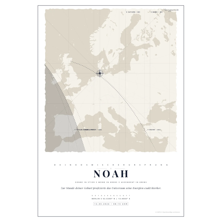 Deine Schicksalskarte: Die nautischen Linien deiner Reise - ARKTISCHES WEISS | Form: HEART | Rand: single