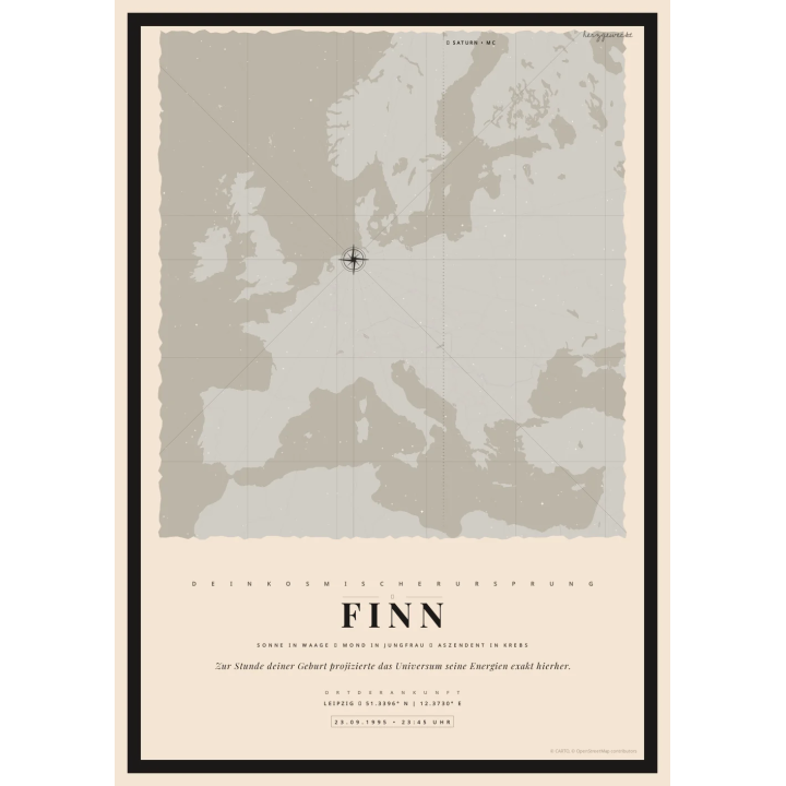Deine Schicksalskarte: Die nautischen Linien deiner Reise - WARMER SAND | Form: OVAL | Rand: thick