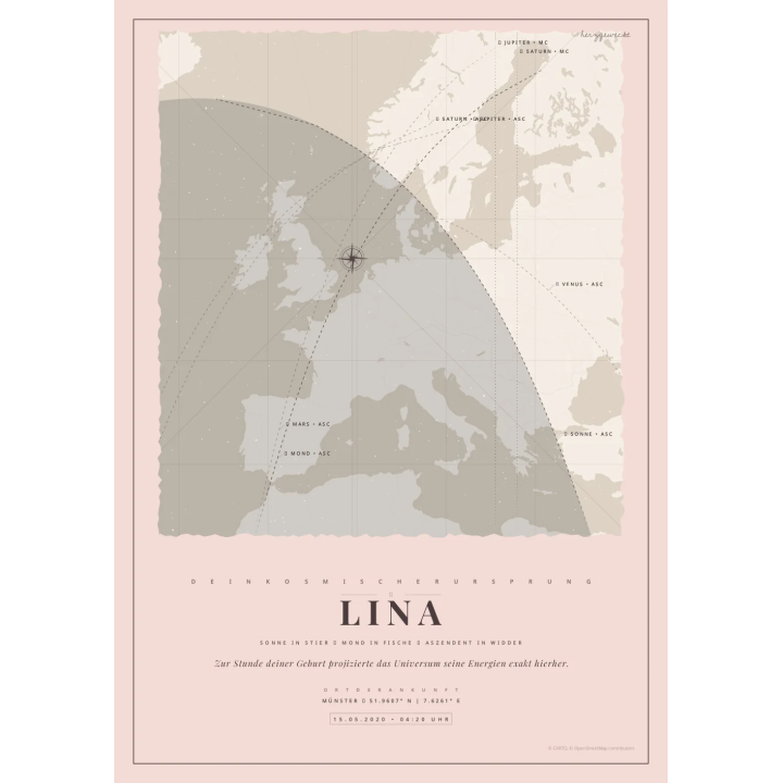 Deine Schicksalskarte: Die nautischen Linien deiner Reise - ALTROSA | Form: STAR | Rand: single